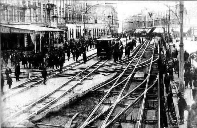 Trg bana Jelačića 1925. godine, rekonstrukcija tramvajske pruge